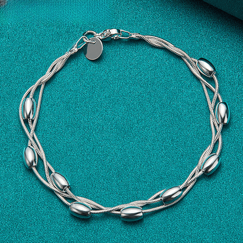 1pc Exquisite 925 Sterling Silver Multi-Layer Thin Chain Bracelet - Niche Design, Handcrafted, Delicate, Versatile, and Durable Jewelry for Women