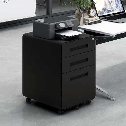 Simple Style 3-Drawer Mobile Filing Cabinet Multifunctional Office Cabinet with Adjustable & Lockable Features for Workshop Use