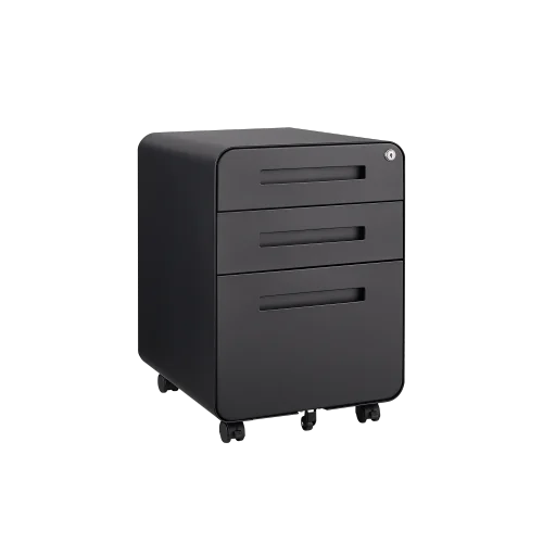 Simple Style 3-Drawer Mobile Filing Cabinet Multifunctional Office Cabinet with Adjustable & Lockable Features for Workshop Use