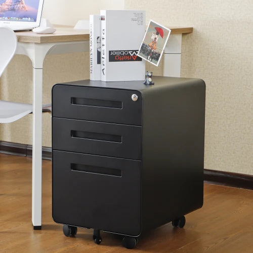 Simple Style 3-Drawer Mobile Filing Cabinet Multifunctional Office Cabinet with Adjustable & Lockable Features for Workshop Use