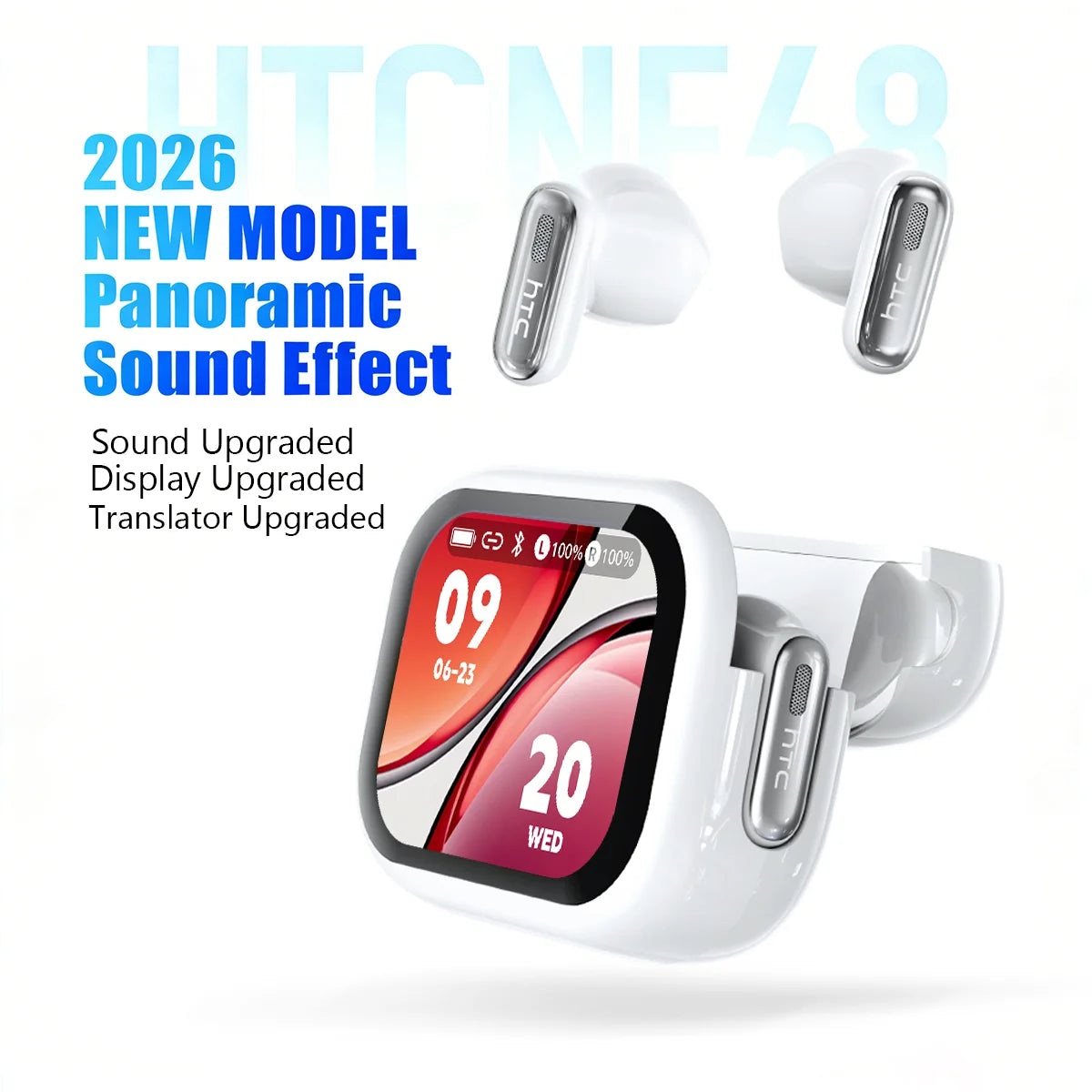 Full HD LCD Display Wireless Bluetooth Earphones HTC NE68 Music Earbuds 30 hour Battery Life Pure Bass Sound Clear Comfortable