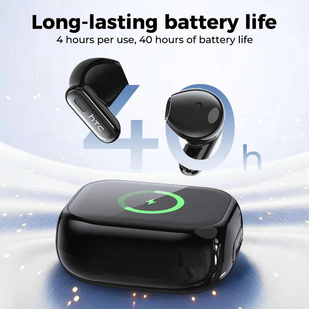 Full HD LCD Display Wireless Bluetooth Earphones HTC NE68 Music Earbuds 30 hour Battery Life Pure Bass Sound Clear Comfortable