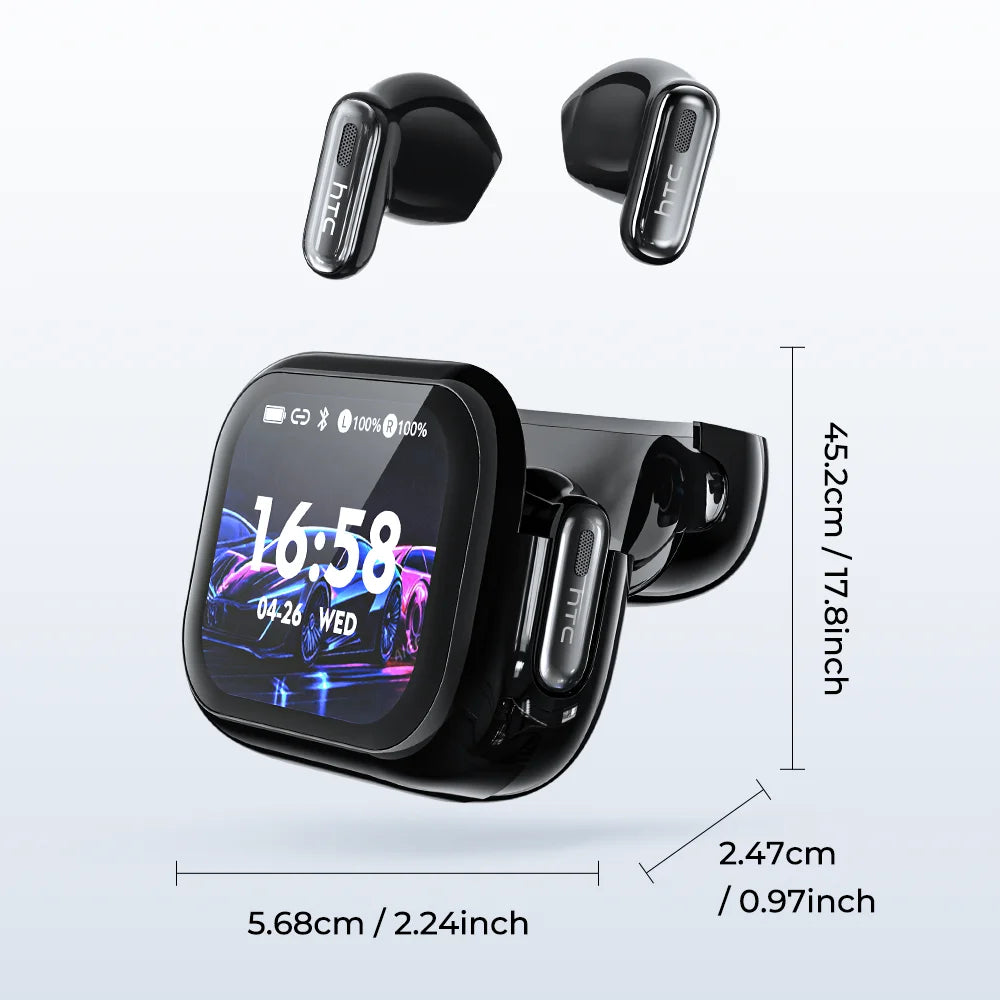 Full HD LCD Display Wireless Bluetooth Earphones HTC NE68 Music Earbuds 30 hour Battery Life Pure Bass Sound Clear Comfortable