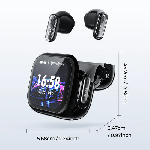 Full HD LCD Display Wireless Bluetooth Earphones HTC NE68 Music Earbuds 30 hour Battery Life Pure Bass Sound Clear Comfortable