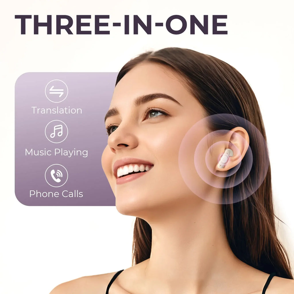 LED Translation Earbuds Real-Time Translator Wireless Bluetooth Headset Noise Cancelling HIFI Sound for Travel Business Learning